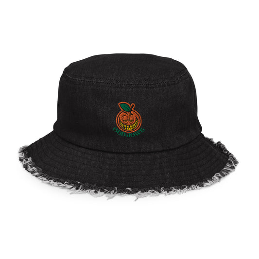 Distressed Denim Bucket Hat Logo1
